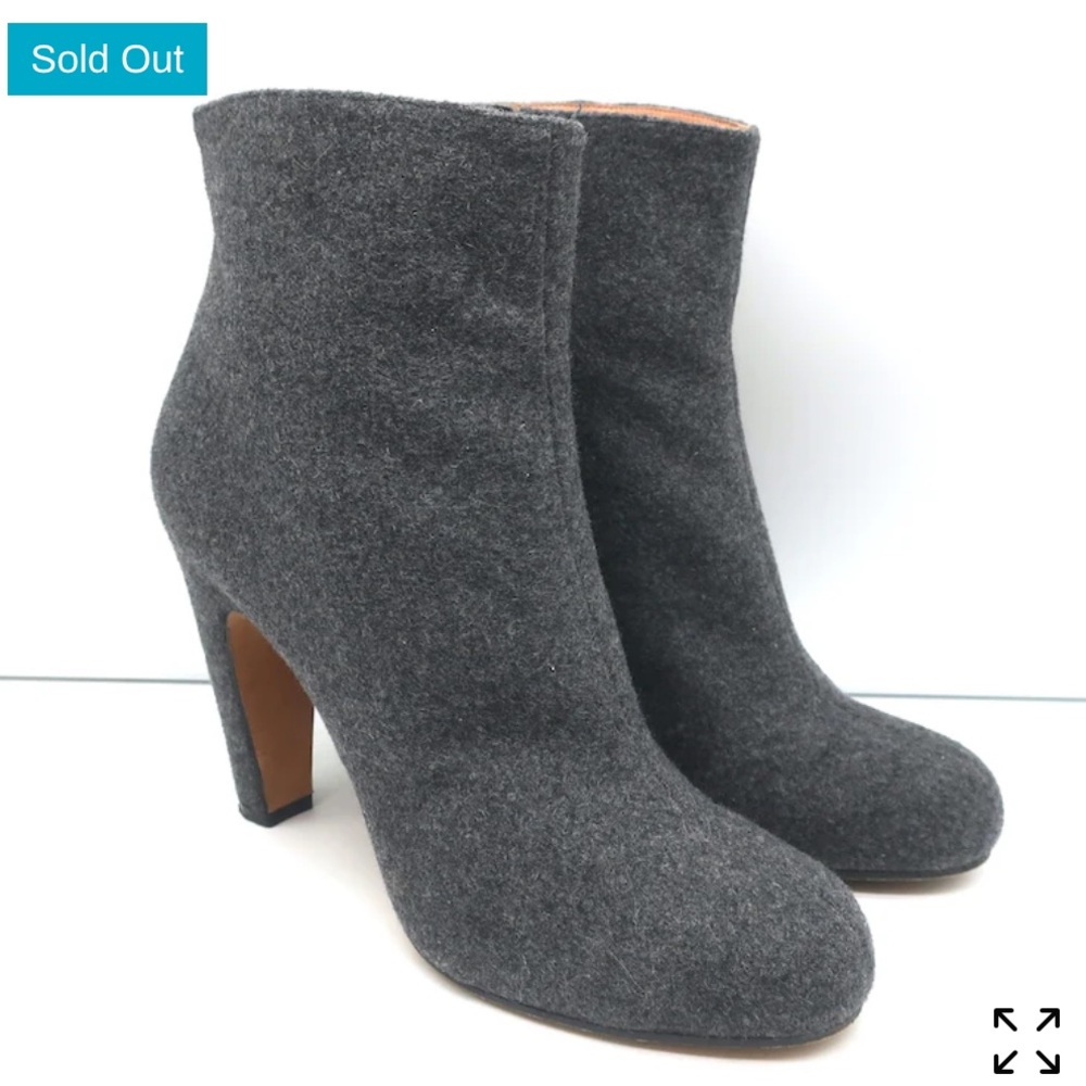 MAISON MARGIELA  sz 40.5 Gray wool felt leather Sole ankle boots with side zip
